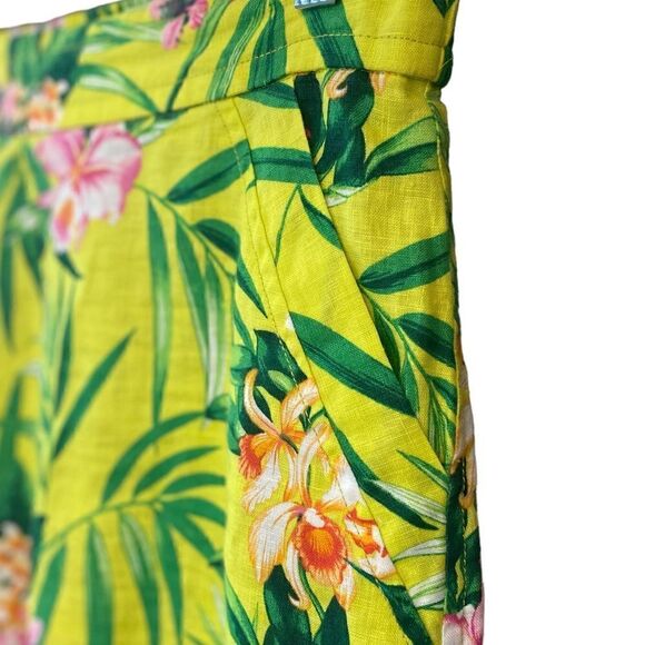 Tommy Bahama Sz S Neon Yellow Tropical Print Linen Summer Beach Skirt - Picture 3 of 5